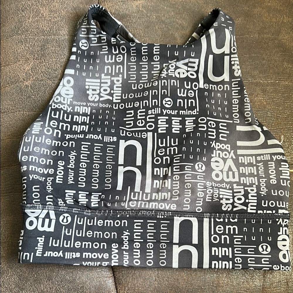 Lululemon Black and White Logo Sports Bra